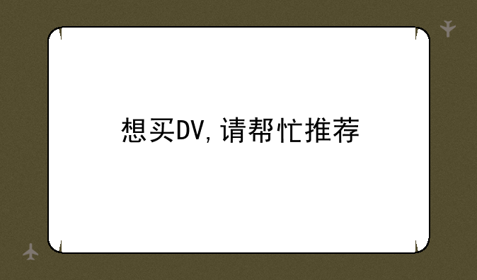 想买DV,请帮忙推荐