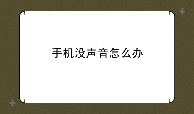 手机没声音怎么办