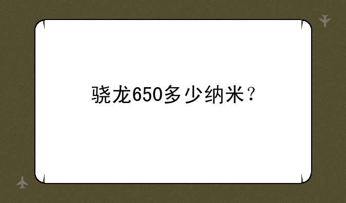 骁龙650多少纳米？