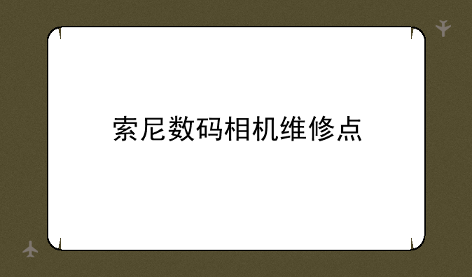 索尼数码相机维修点