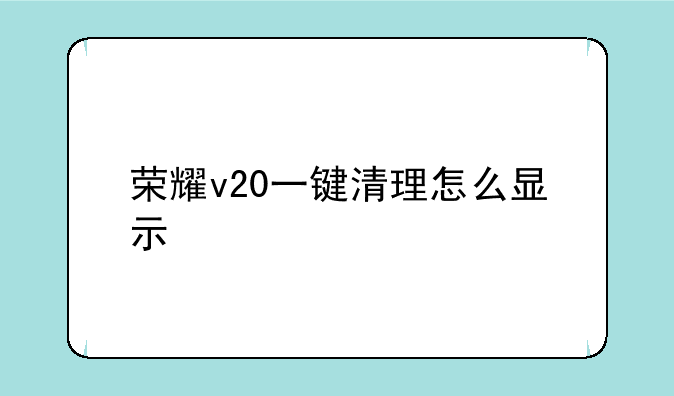 荣耀v20一键清理怎么显示