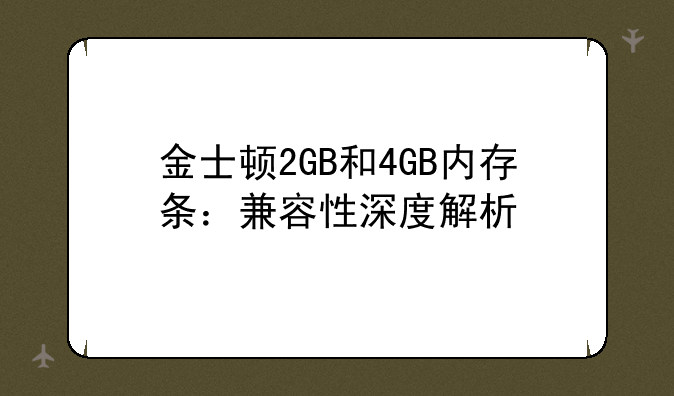 金士顿2GB和4GB内存条：兼容性深度解析