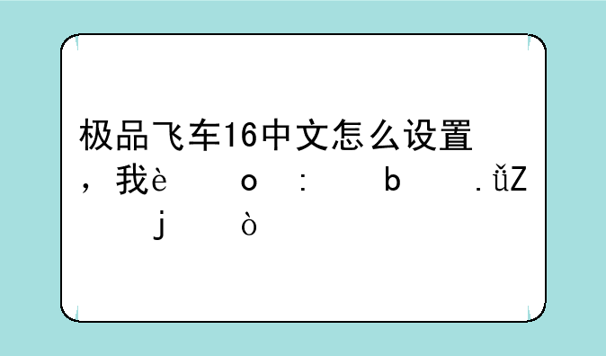 极品飞车16中文怎么设置，我进去是英文的？