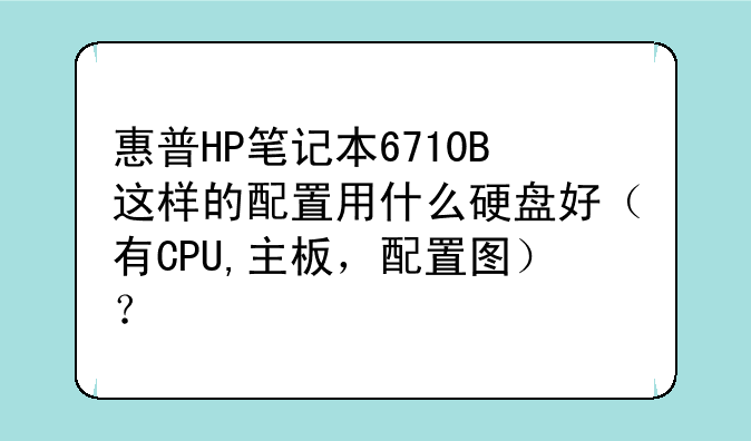 惠普HP笔记本6710B这样的配置用什么硬盘好（有CPU,主板，配置图）？