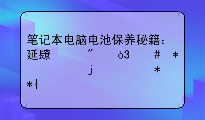 笔记本电脑电池保养秘籍：延长续航，守护你的移动办公