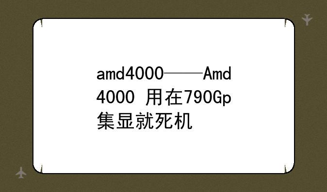 amd4000——Amd4000+用在790Gp集显就死机