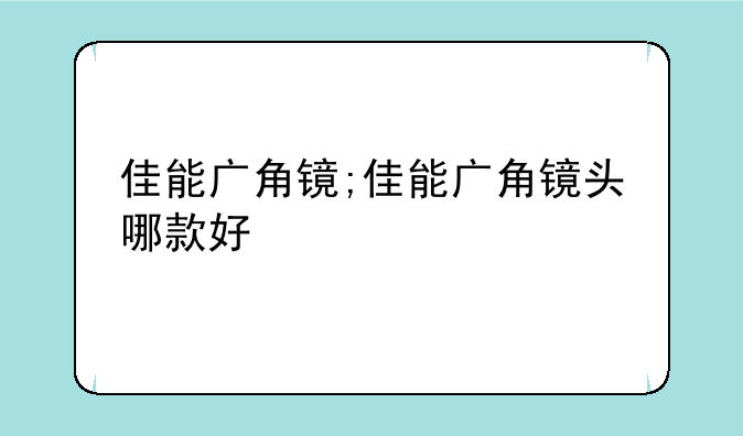佳能广角镜;佳能广角镜头哪款好