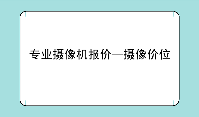 专业摄像机报价—摄像价位