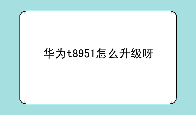 华为t8951怎么升级呀