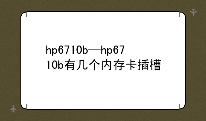 hp6710b—hp6710b有几个内存卡插槽