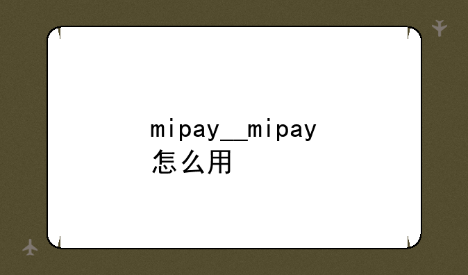 mipay__mipay怎么用